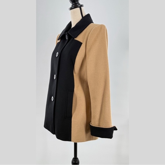 Preston & York Wool Blend Coat Black Camel Colorblock Jacket Women’s Small - Picture 9 of 13